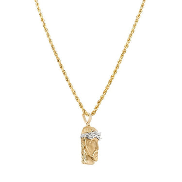 14k Two Tone Gold Jesus Head Pendant